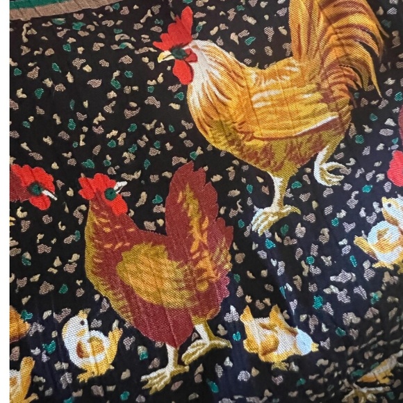 Vintage Carole Little Petites Novelty skirt Hen Chicken Black Kelly green 18 - Picture 12 of 15